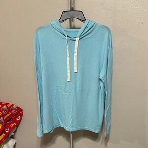 ZYIA Sky Blue Hoodie with White Drawstrings